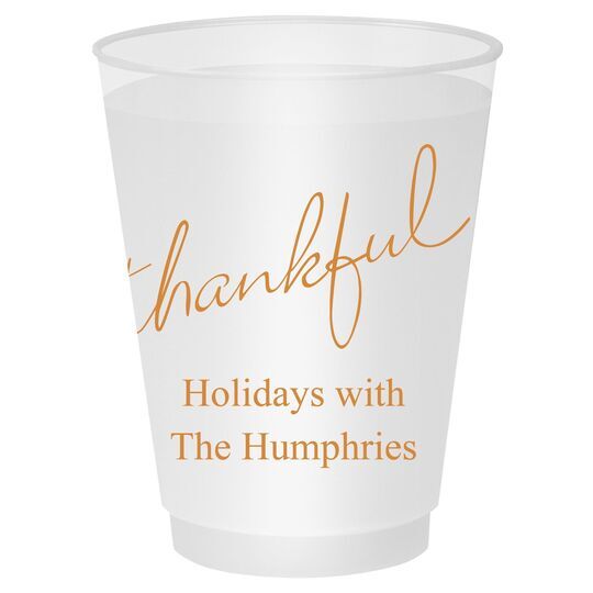 Expressive Script Thankful Shatterproof Cups